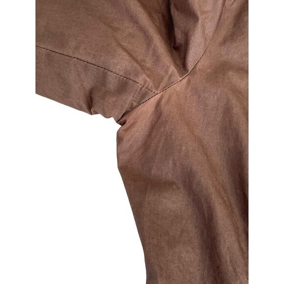 Eileen Fisher Women's Sz PM Brown Waxed Cotton Asymmetric Moto Zip Front Jacket - Picture 7 of 10